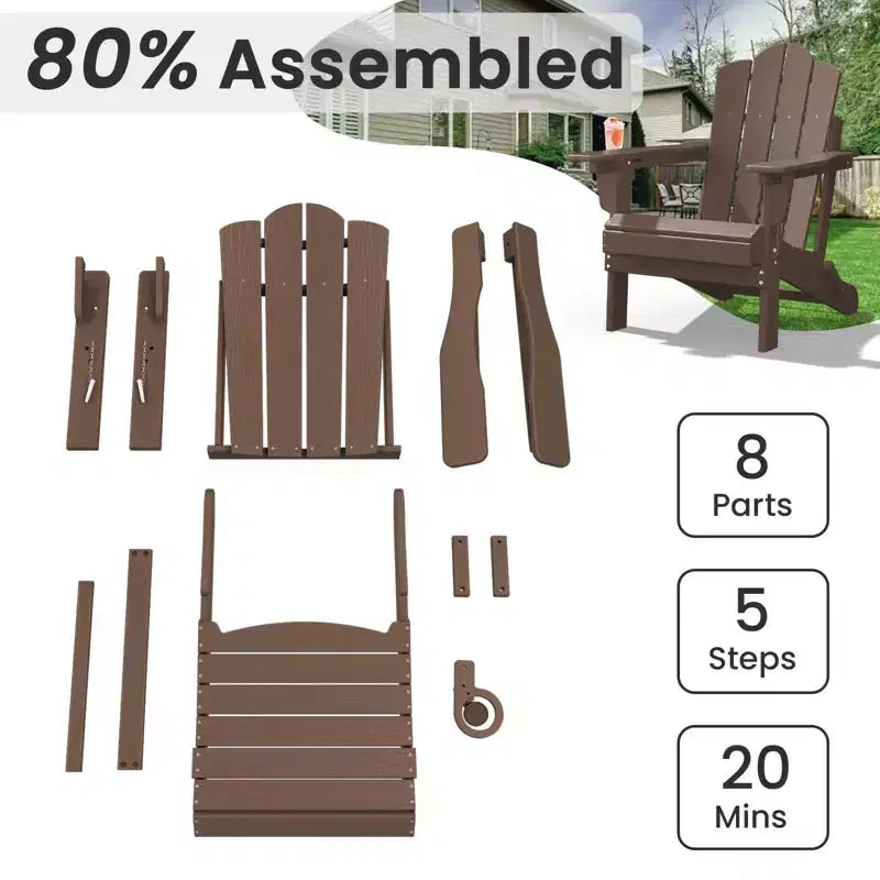 HYLEORY Plastic/Resin Folding Adjustable Back Adirondack Chair with Cup Holder