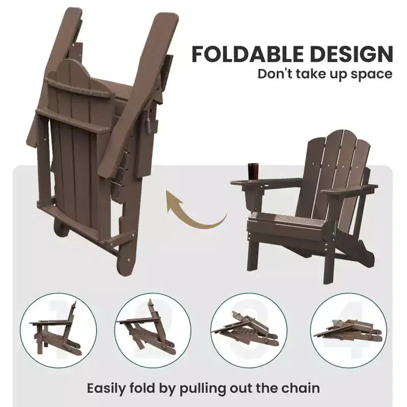 HYLEORY Plastic/Resin Folding Adjustable Back Adirondack Chair with Cup Holder