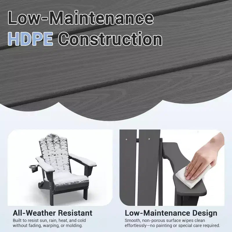 HYLEORY Plastic/Resin Folding Adjustable Back Adirondack Chair with Cup Holder