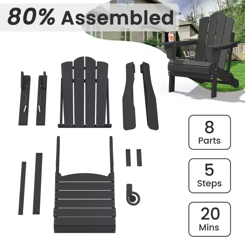 HYLEORY Plastic/Resin Folding Adjustable Back Adirondack Chair with Cup Holder