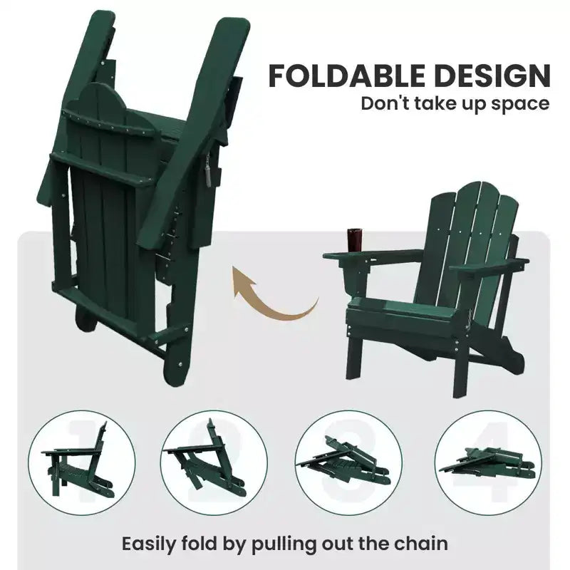 HYLEORY Plastic/Resin Folding Adjustable Back Adirondack Chair with Cup Holder