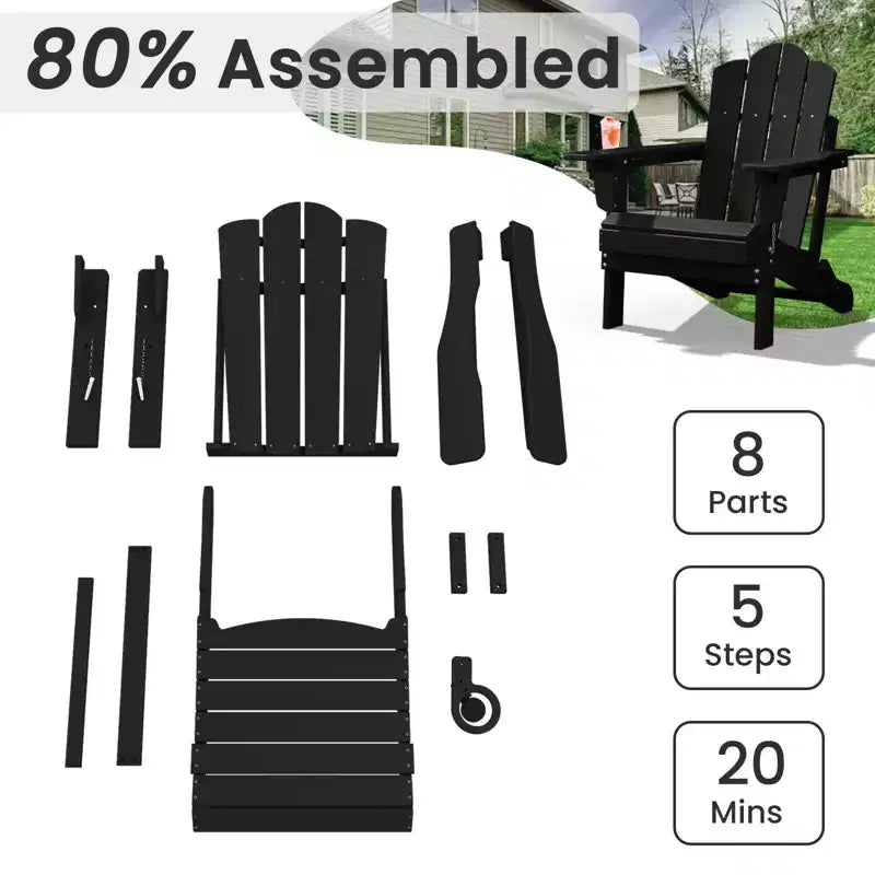 HYLEORY Plastic/Resin Folding Adjustable Back Adirondack Chair with Cup Holder