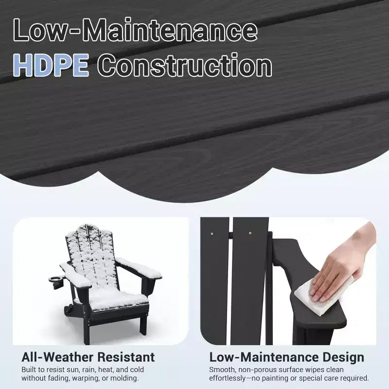 HYLEORY Plastic/Resin Folding Adjustable Back Adirondack Chair with Cup Holder