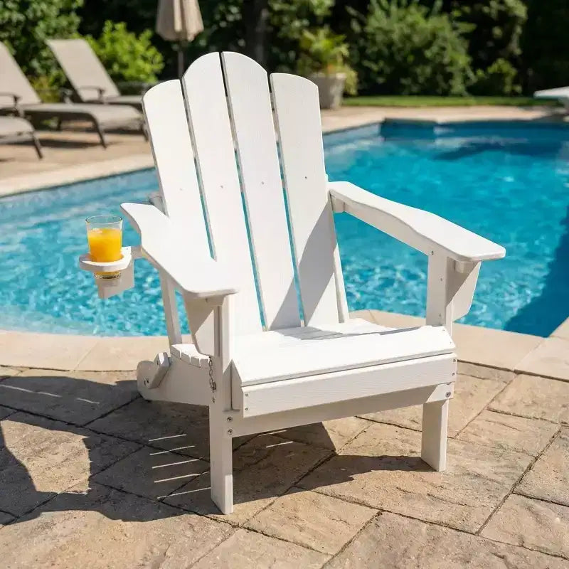 HYLEORY Plastic/Resin Folding Adjustable Back Adirondack Chair with Cup Holder