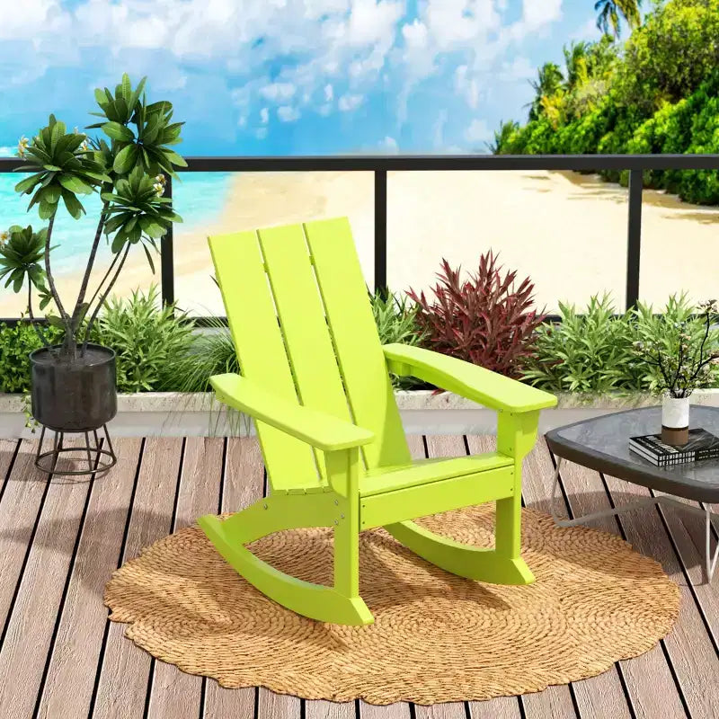 WestinTrends 5-Piece Modern Adirondack Outdoor Rocking Chair with Side Table Set