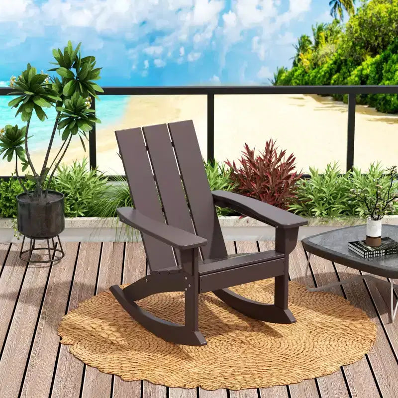 WestinTrends 5-Piece Modern Adirondack Outdoor Rocking Chair with Side Table Set