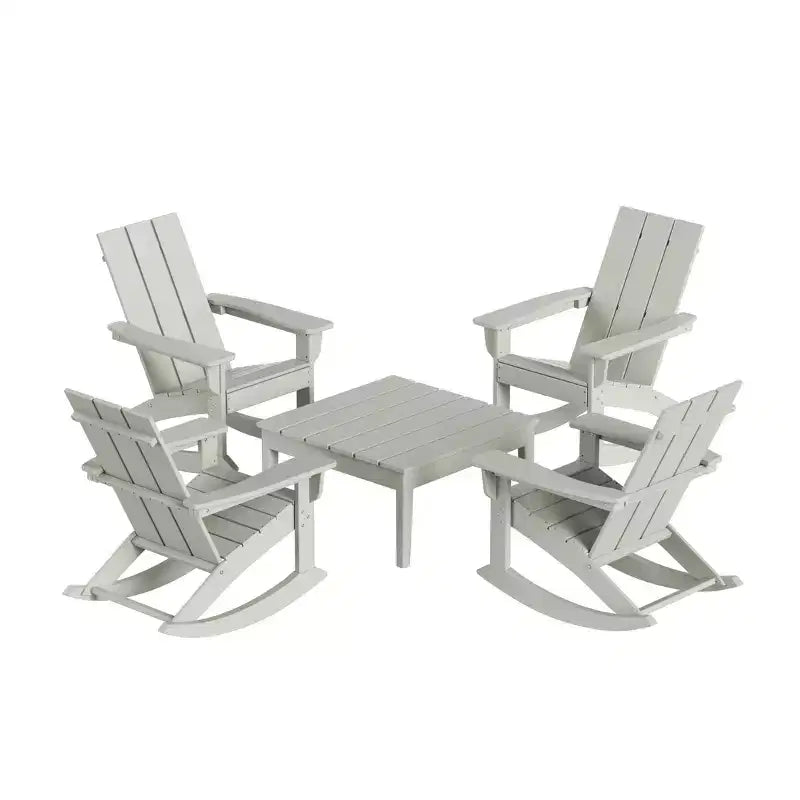 WestinTrends 5-Piece Modern Adirondack Outdoor Rocking Chair with Side Table Set