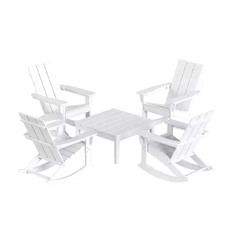 WestinTrends 5-Piece Modern Adirondack Outdoor Rocking Chair with Side Table Set