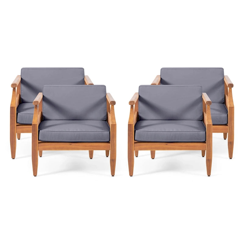 Fauteuil de jardin moderne du milieu du siècle en bois d'acacia Aston (lot de 4) par Christopher Knight Home