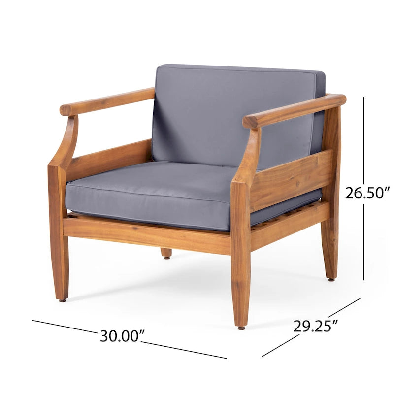 Fauteuil de jardin moderne du milieu du siècle en bois d'acacia Aston (lot de 4) par Christopher Knight Home