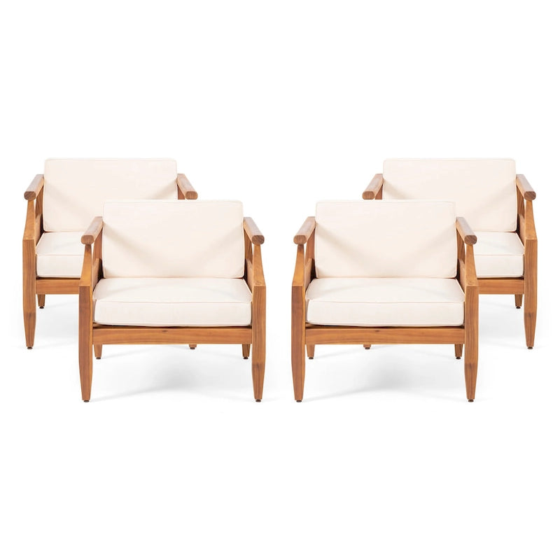 Fauteuil de jardin moderne du milieu du siècle en bois d'acacia Aston (lot de 4) par Christopher Knight Home