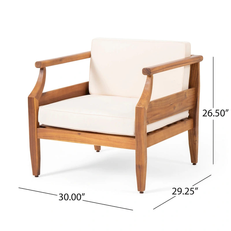 Fauteuil de jardin moderne du milieu du siècle en bois d'acacia Aston (lot de 4) par Christopher Knight Home