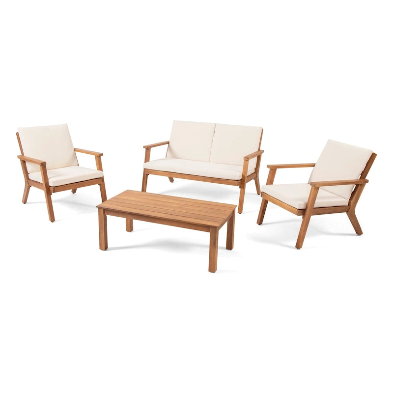 Ensemble de conversation 4 places Temecula en bois d'acacia d'extérieur par Christopher Knight Home