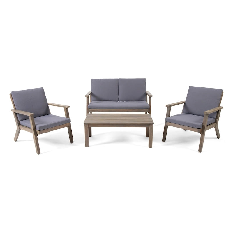 Ensemble de conversation 4 places Temecula en bois d'acacia d'extérieur par Christopher Knight Home