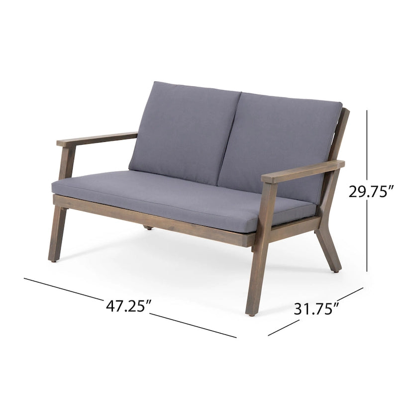 Ensemble de conversation 4 places Temecula en bois d'acacia d'extérieur par Christopher Knight Home
