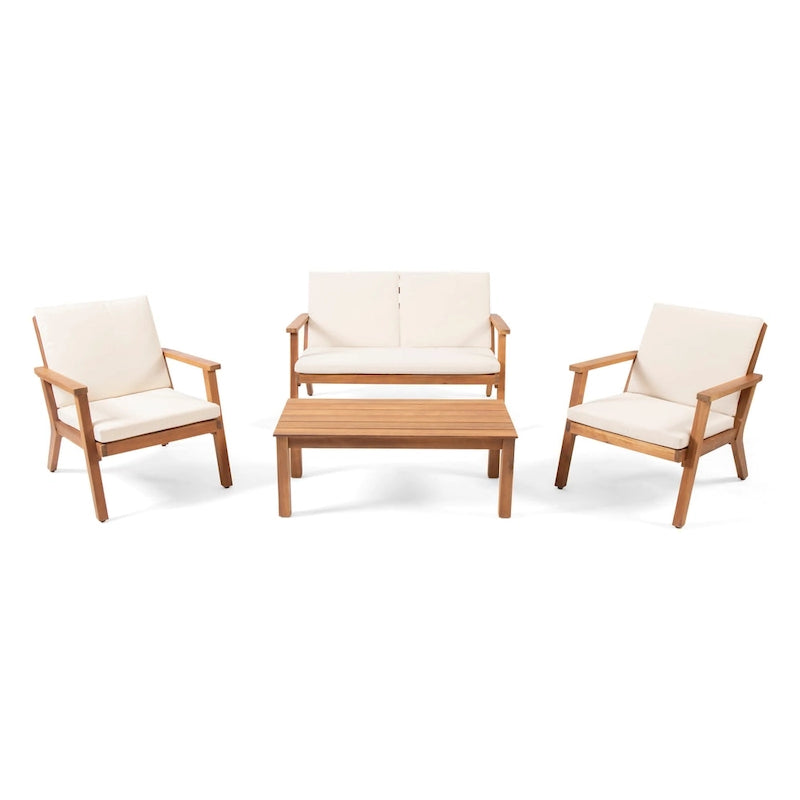 Ensemble de conversation 4 places Temecula en bois d'acacia d'extérieur par Christopher Knight Home