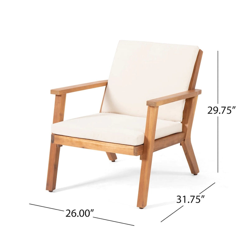 Ensemble de conversation 4 places Temecula en bois d'acacia d'extérieur par Christopher Knight Home
