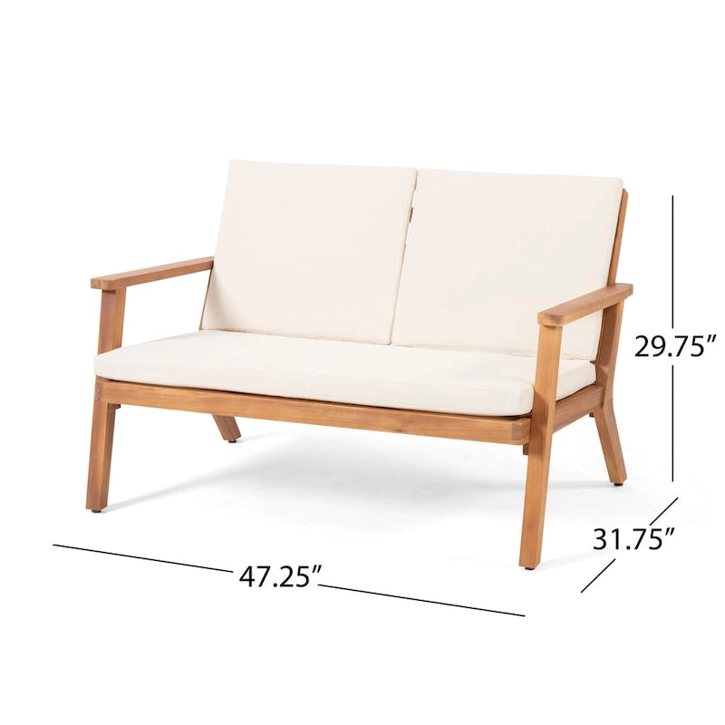 Ensemble de conversation 4 places Temecula en bois d'acacia d'extérieur par Christopher Knight Home