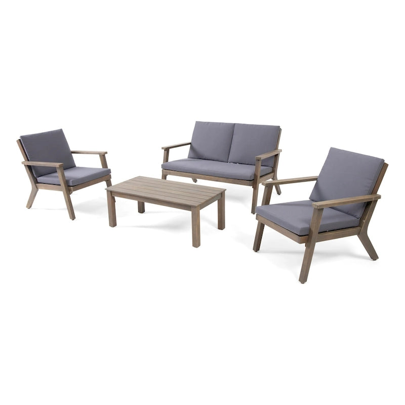 Ensemble de conversation 4 places Temecula en bois d'acacia d'extérieur par Christopher Knight Home