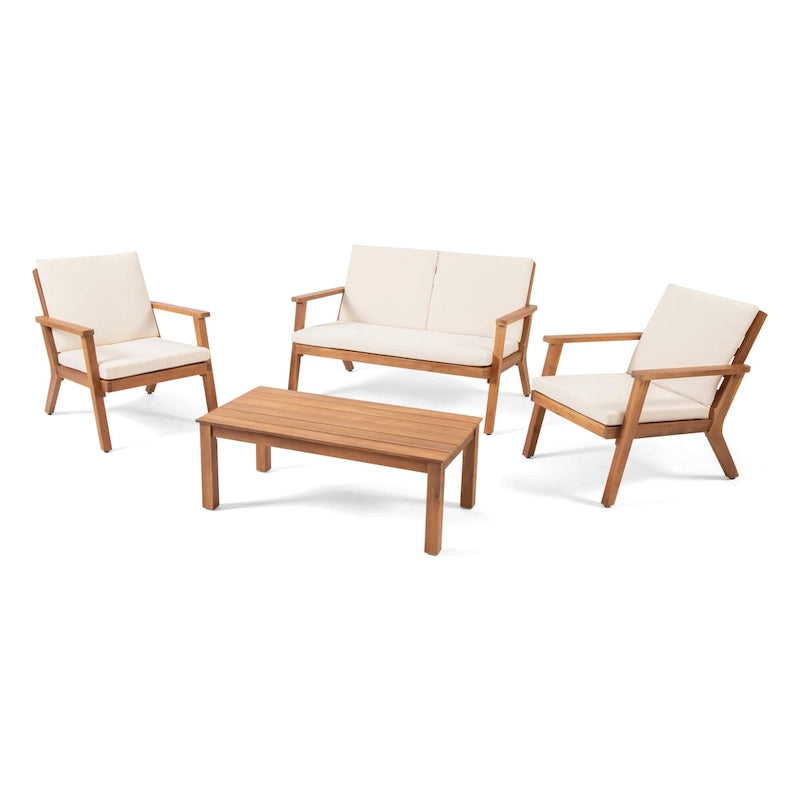 Ensemble de conversation 4 places Temecula en bois d'acacia d'extérieur par Christopher Knight Home