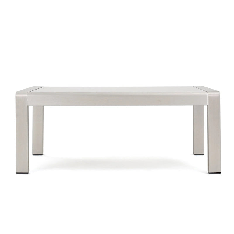 Canapé d'extérieur 3 places en aluminium Cape Coral avec table basse et pouf, par Christopher Knight Home