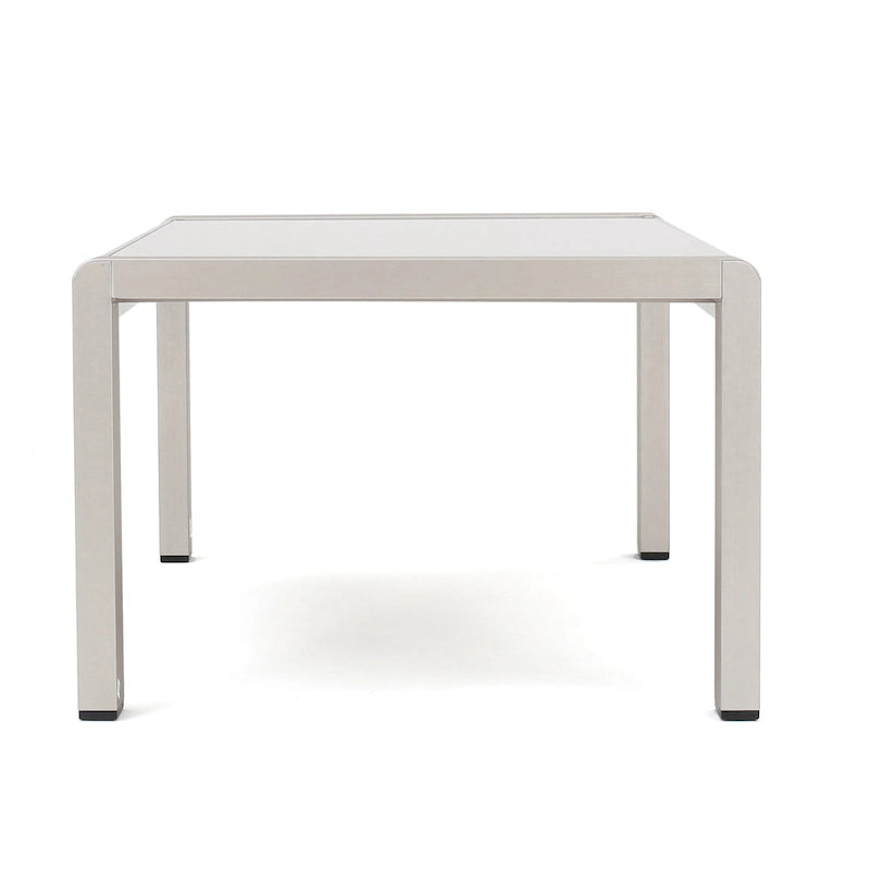 Canapé d'extérieur 3 places en aluminium Cape Coral avec table basse et pouf, par Christopher Knight Home