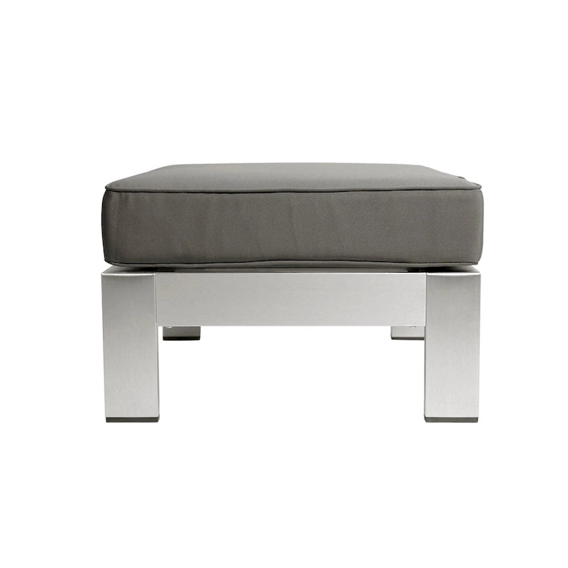 Canapé d'extérieur 3 places en aluminium Cape Coral avec table basse et pouf, par Christopher Knight Home