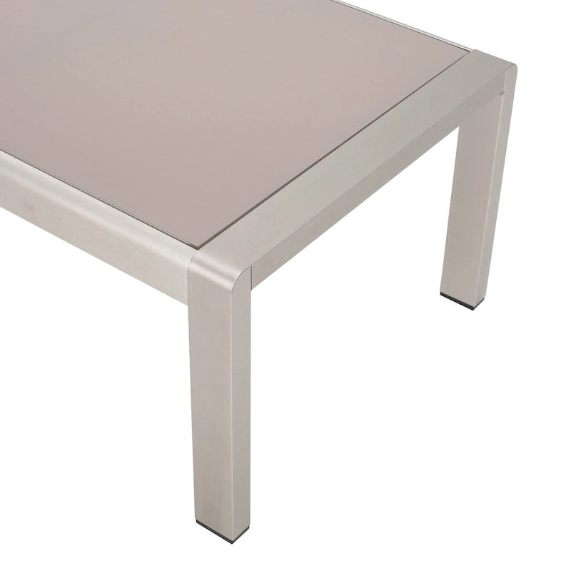 Canapé d'extérieur 3 places en aluminium Cape Coral avec table basse et pouf, par Christopher Knight Home
