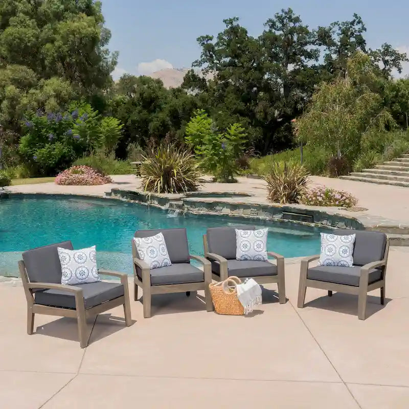 Grenada Acacia Wood Club Chairs (Set of 4) by Christopher Knight Home