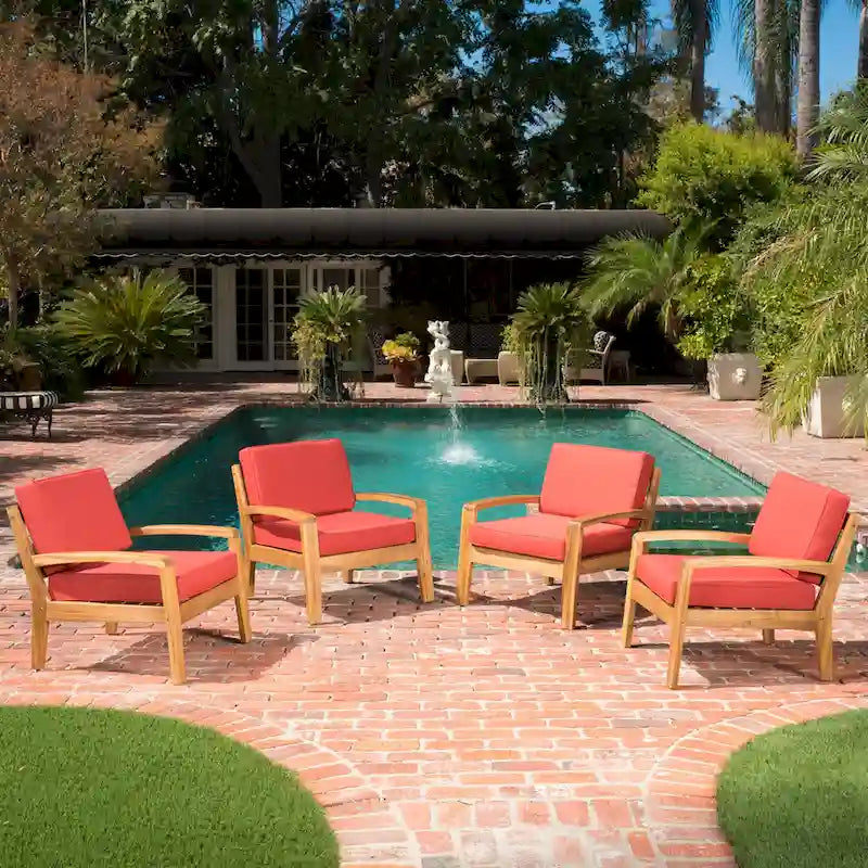 Grenada Acacia Wood Club Chairs (Set of 4) by Christopher Knight Home