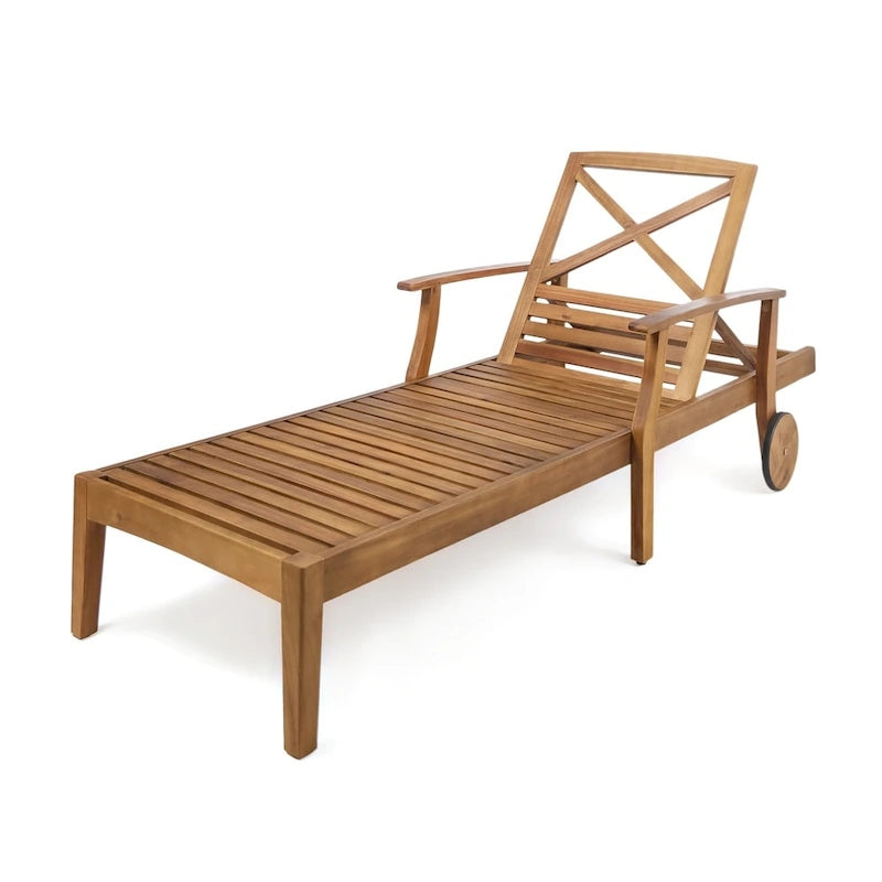 Chaise longue d'extérieur Perla en bois d'acacia par Christopher Knight Home