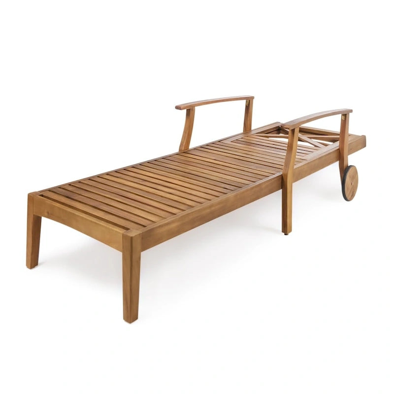 Chaise longue d'extérieur Perla en bois d'acacia par Christopher Knight Home