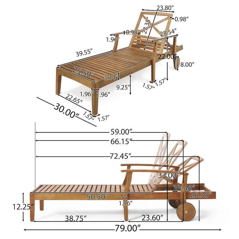 Chaise longue d'extérieur Perla en bois d'acacia par Christopher Knight Home