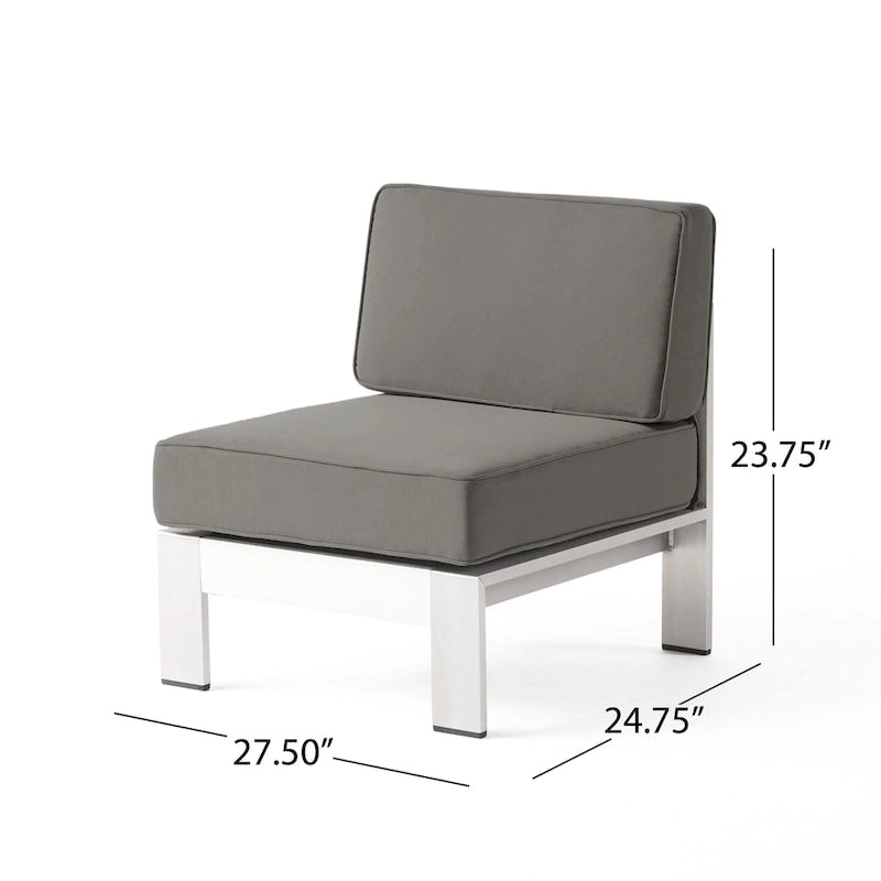 Cape Coral Outdoor 11 Seater Aluminum U-Shaped Sofa Sectional and Fire Pit Set by Christopher Knight Home