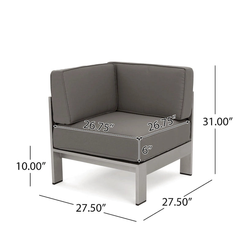 Cape Coral Outdoor 11 Seater Aluminum U-Shaped Sofa Sectional and Fire Pit Set by Christopher Knight Home