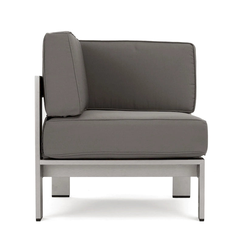 Cape Coral Outdoor 11 Seater Aluminum U-Shaped Sofa Sectional and Fire Pit Set by Christopher Knight Home