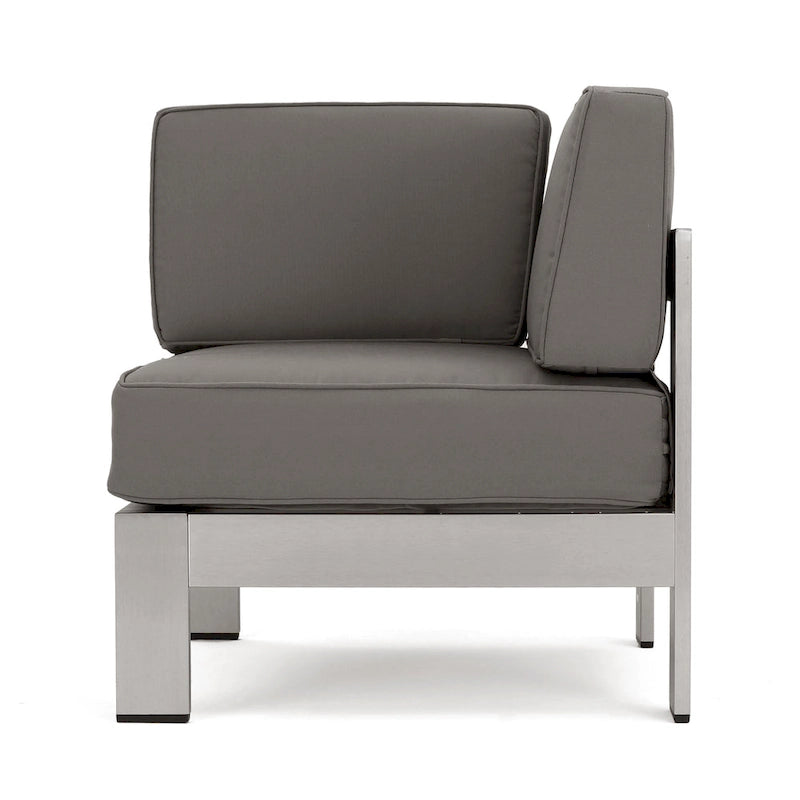 Cape Coral Outdoor 11 Seater Aluminum U-Shaped Sofa Sectional and Fire Pit Set by Christopher Knight Home