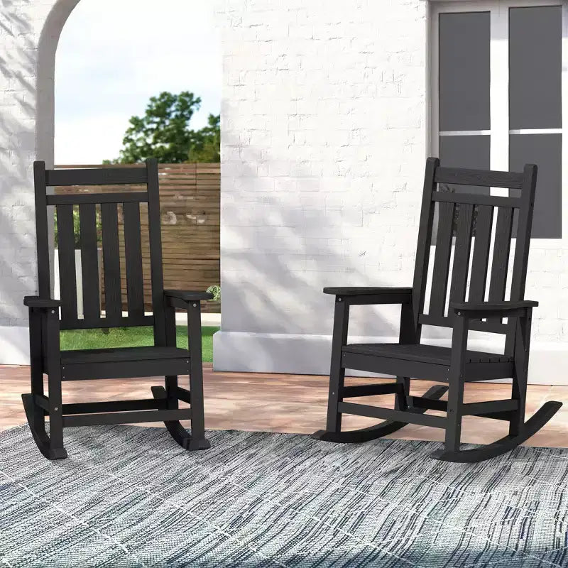 HYLEORY HDPE Modern Resin Rocking Adirondack Chair