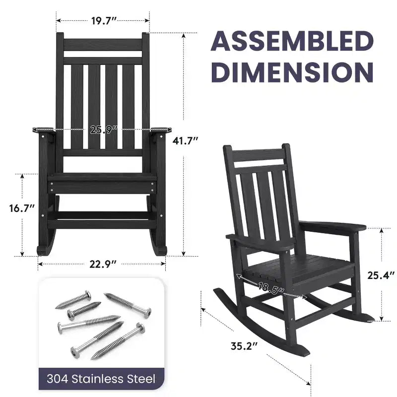 HYLEORY HDPE Modern Resin Rocking Adirondack Chair