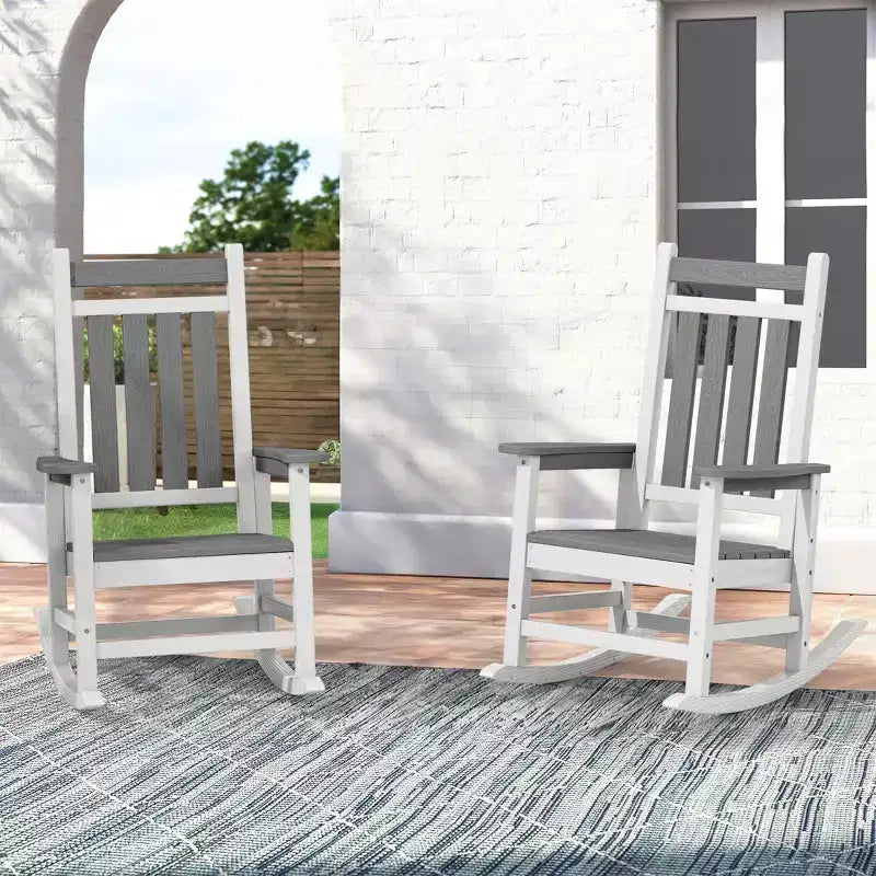 HYLEORY HDPE Modern Resin Rocking Adirondack Chair