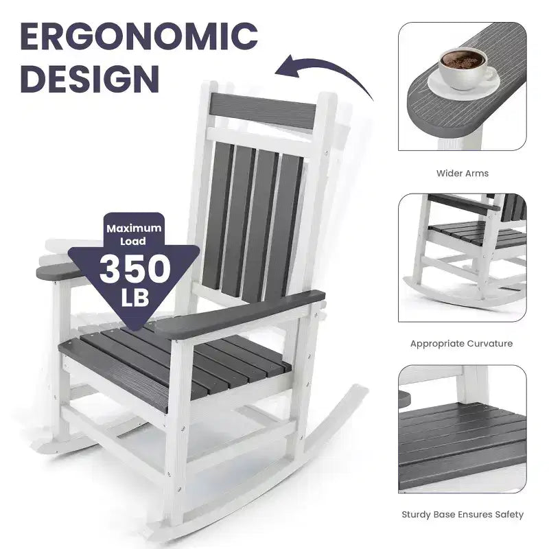 HYLEORY HDPE Modern Resin Rocking Adirondack Chair