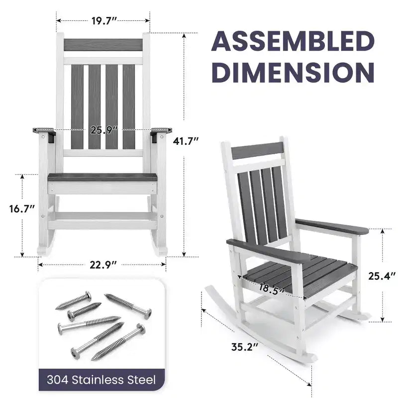 HYLEORY HDPE Modern Resin Rocking Adirondack Chair