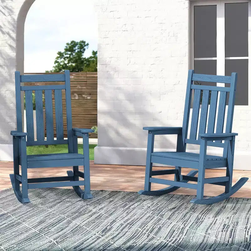 HYLEORY HDPE Modern Resin Rocking Adirondack Chair