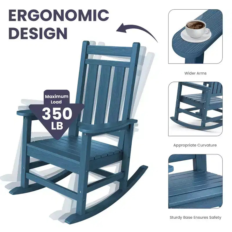 HYLEORY HDPE Modern Resin Rocking Adirondack Chair