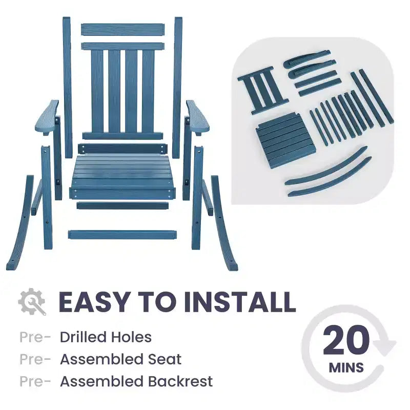 HYLEORY HDPE Modern Resin Rocking Adirondack Chair