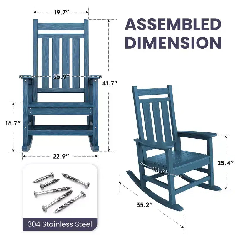 HYLEORY HDPE Modern Resin Rocking Adirondack Chair
