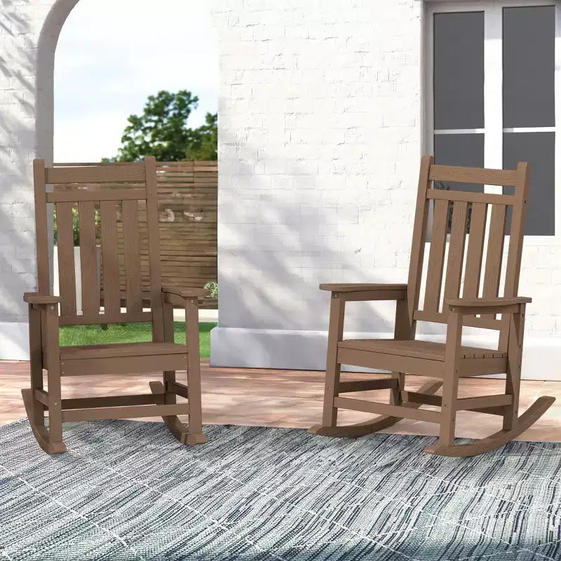 HYLEORY HDPE Modern Resin Rocking Adirondack Chair