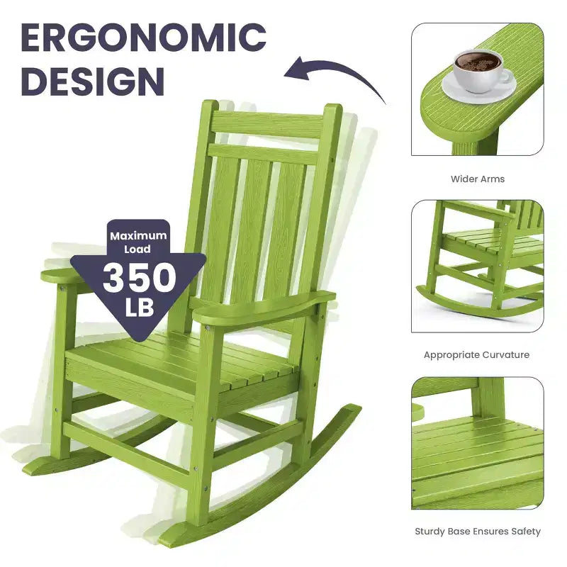 HYLEORY HDPE Modern Resin Rocking Adirondack Chair