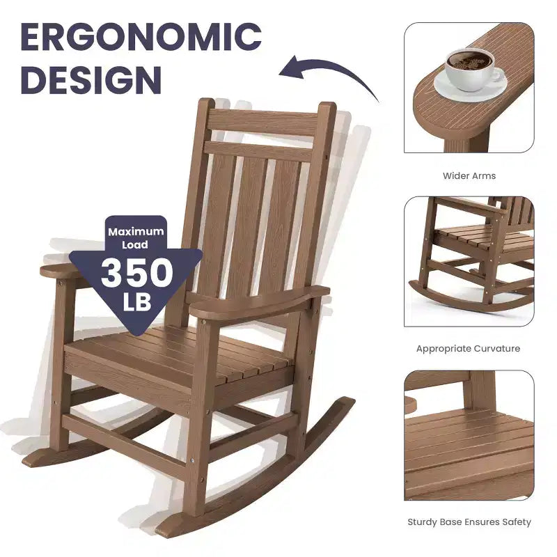 HYLEORY HDPE Modern Resin Rocking Adirondack Chair