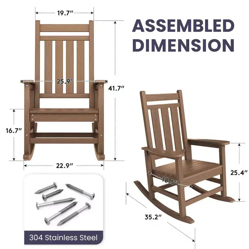 HYLEORY HDPE Modern Resin Rocking Adirondack Chair